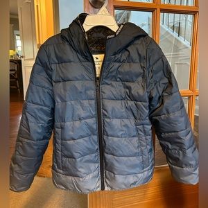 Abercrombie & Fitch Boys 9/10 blue ombré puffer coat attached hood and fur lined